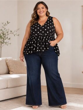 NWT Torrid Black & White Professional Sleeveless Peplum Top Size 2X (20/22)